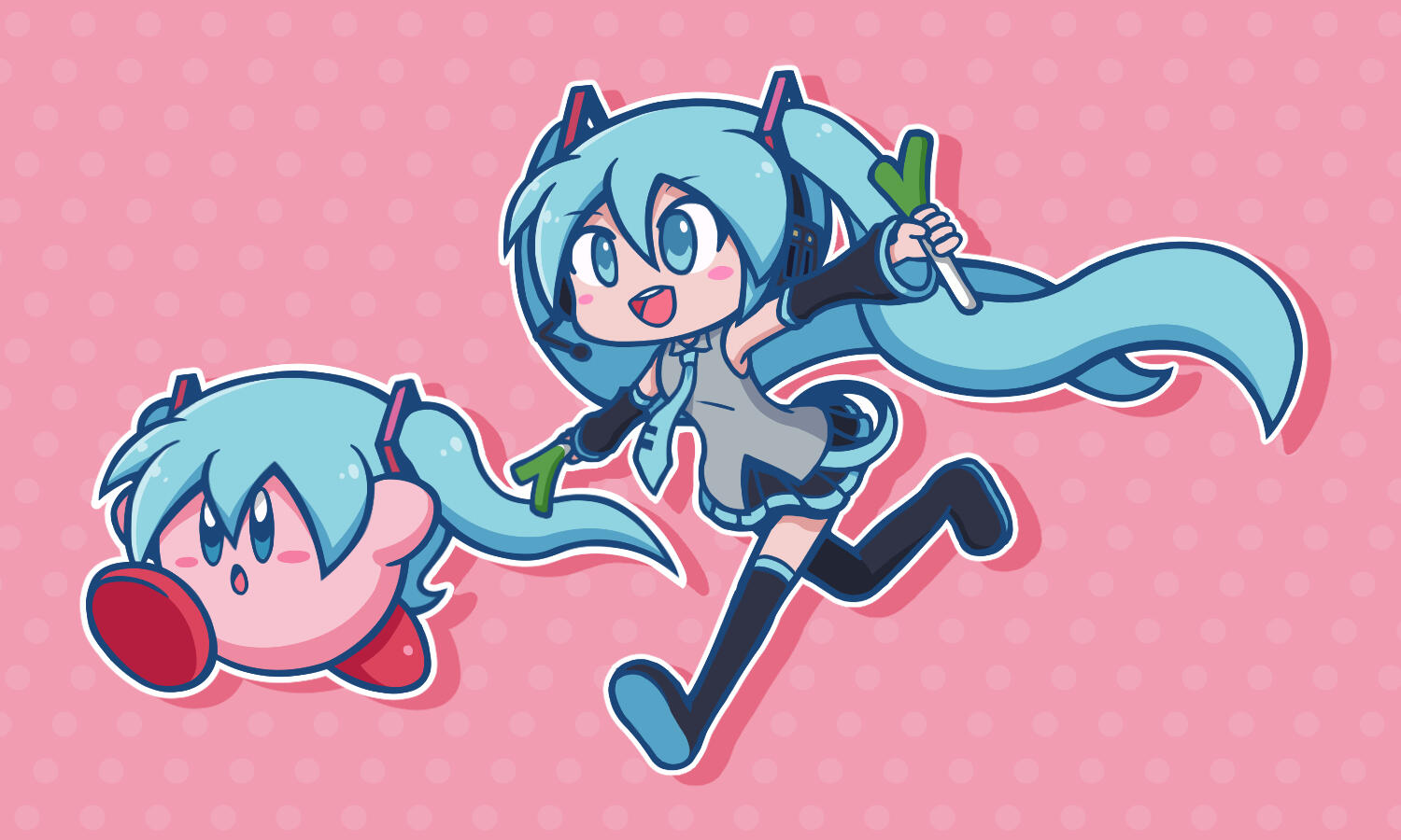 Kirby & Hatsune Miku illustration | razzyberii